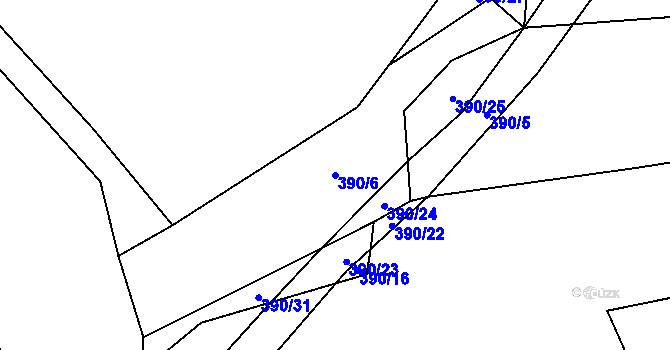 Parcela st. 390/6 v KÚ Děkanské Skaliny, Katastrální mapa