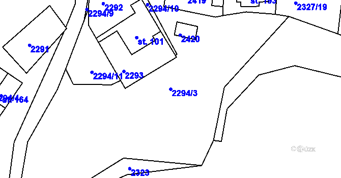 Parcela st. 2294/3 v KÚ Děkanské Skaliny, Katastrální mapa