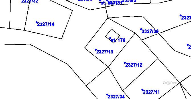 Parcela st. 2327/13 v KÚ Děkanské Skaliny, Katastrální mapa