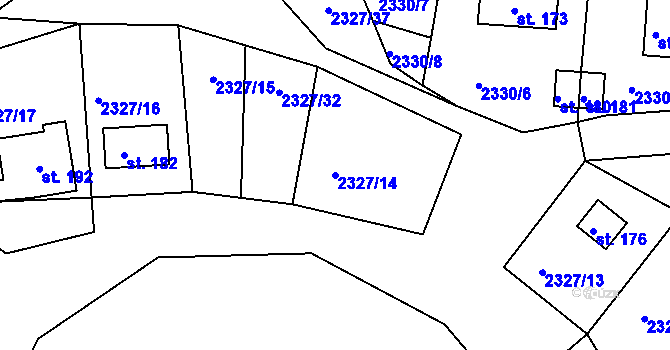 Parcela st. 2327/14 v KÚ Děkanské Skaliny, Katastrální mapa