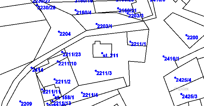 Parcela st. 211 v KÚ Děkanské Skaliny, Katastrální mapa