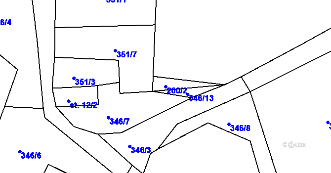 Parcela st. 200/2 v KÚ Děkanské Skaliny, Katastrální mapa