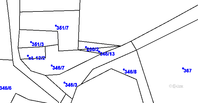 Parcela st. 346/13 v KÚ Děkanské Skaliny, Katastrální mapa