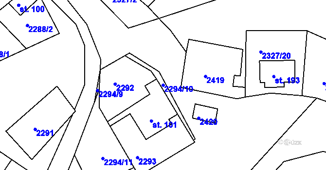 Parcela st. 2294/10 v KÚ Děkanské Skaliny, Katastrální mapa