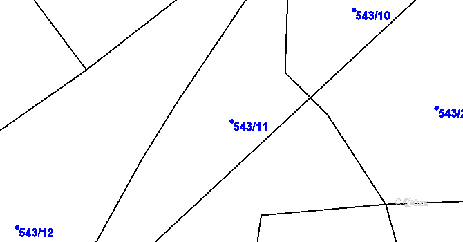 Parcela st. 543/11 v KÚ Děkanské Skaliny, Katastrální mapa