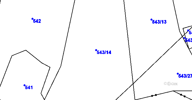 Parcela st. 543/14 v KÚ Děkanské Skaliny, Katastrální mapa
