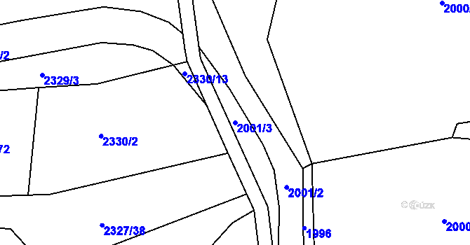 Parcela st. 2001/3 v KÚ Děkanské Skaliny, Katastrální mapa