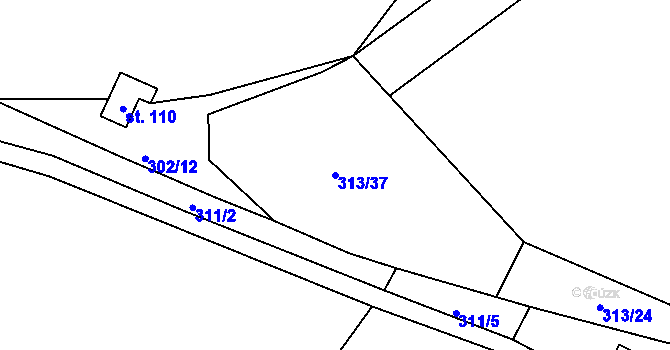 Parcela st. 313/37 v KÚ Děkanské Skaliny, Katastrální mapa