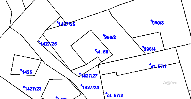 Parcela st. 56 v KÚ Ličov-Desky, Katastrální mapa