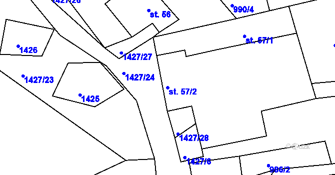 Parcela st. 57/2 v KÚ Ličov-Desky, Katastrální mapa