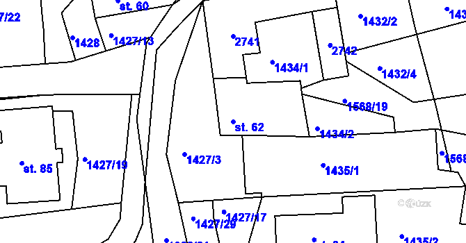 Parcela st. 62 v KÚ Ličov-Desky, Katastrální mapa