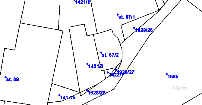 Parcela st. 67/2 v KÚ Ličov-Desky, Katastrální mapa