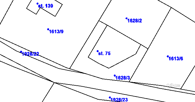 Parcela st. 75 v KÚ Ličov-Desky, Katastrální mapa