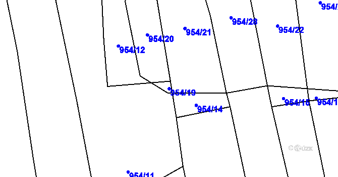 Parcela st. 954/19 v KÚ Dluhoště, Katastrální mapa