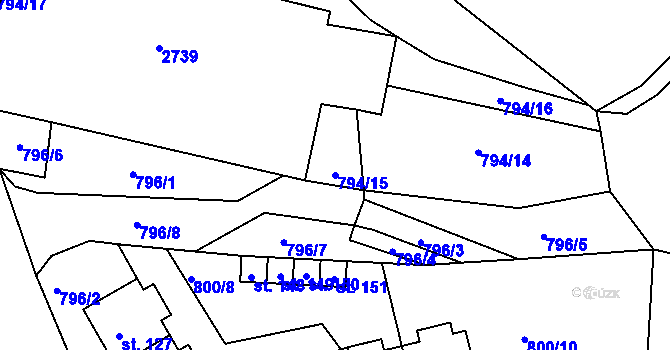 Parcela st. 794/15 v KÚ Ličov, Katastrální mapa