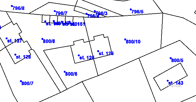 Parcela st. 126 v KÚ Ličov, Katastrální mapa