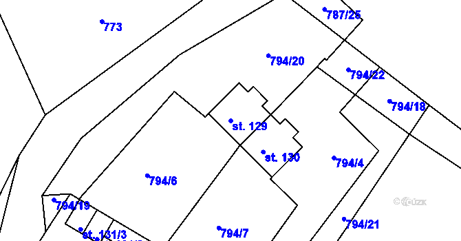Parcela st. 129 v KÚ Ličov, Katastrální mapa