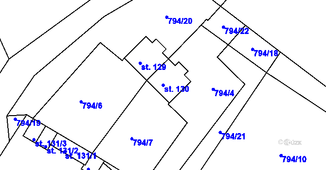 Parcela st. 130 v KÚ Ličov, Katastrální mapa
