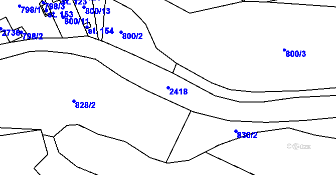 Parcela st. 2418 v KÚ Ličov, Katastrální mapa