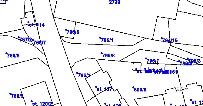 Parcela st. 796/8 v KÚ Ličov, Katastrální mapa