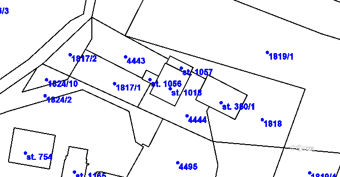 Parcela st. 1018 v KÚ Lidečko, Katastrální mapa