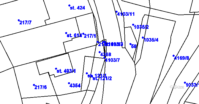 Parcela st. 4368 v KÚ Lidečko, Katastrální mapa