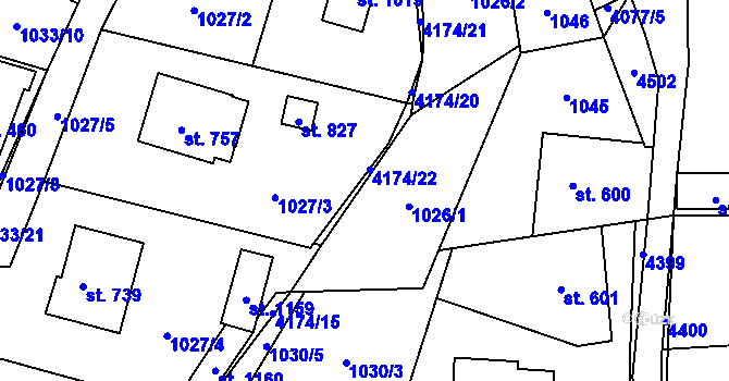 Parcela st. 4174/16 v KÚ Lidečko, Katastrální mapa