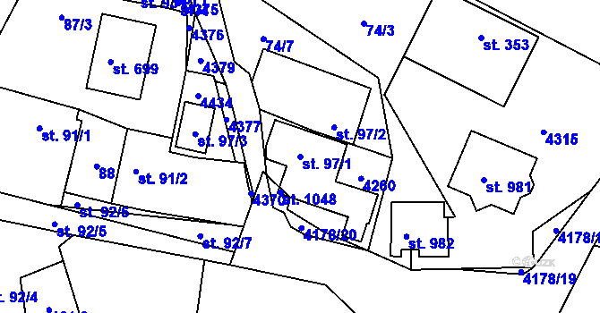 Parcela st. 97/1 v KÚ Lidečko, Katastrální mapa