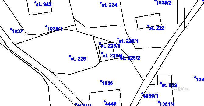 Parcela st. 228/4 v KÚ Lidečko, Katastrální mapa