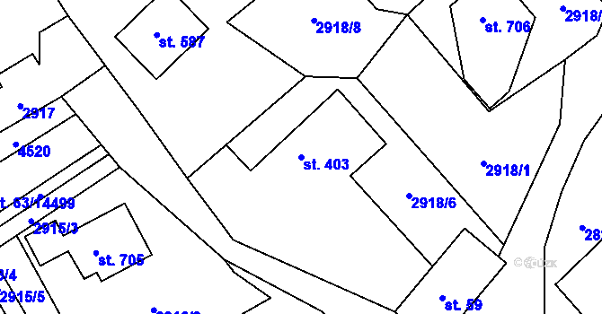 Parcela st. 403 v KÚ Lidečko, Katastrální mapa