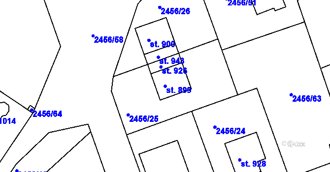 Parcela st. 899 v KÚ Lidečko, Katastrální mapa