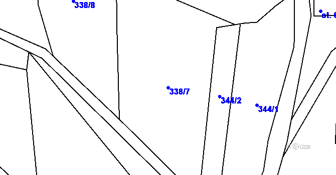 Parcela st. 338/7 v KÚ Lidečko, Katastrální mapa