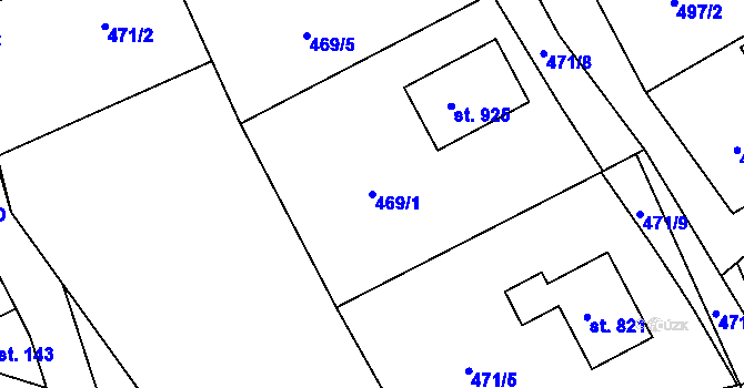 Parcela st. 469/1 v KÚ Lidečko, Katastrální mapa