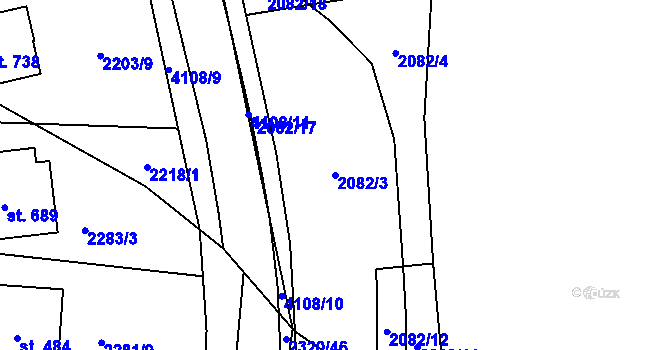 Parcela st. 2082/3 v KÚ Lidečko, Katastrální mapa