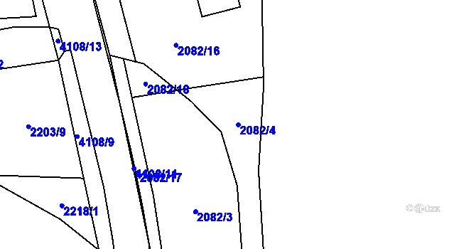 Parcela st. 2082/4 v KÚ Lidečko, Katastrální mapa