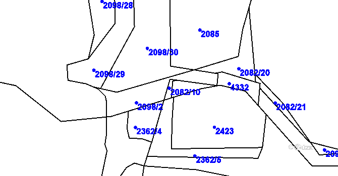 Parcela st. 2082/10 v KÚ Lidečko, Katastrální mapa