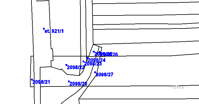 Parcela st. 2098/26 v KÚ Lidečko, Katastrální mapa