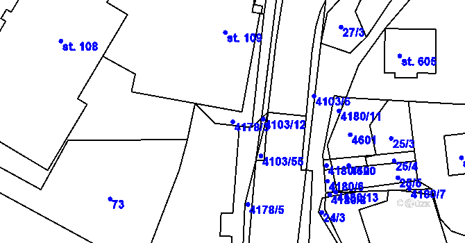 Parcela st. 4178/3 v KÚ Lidečko, Katastrální mapa