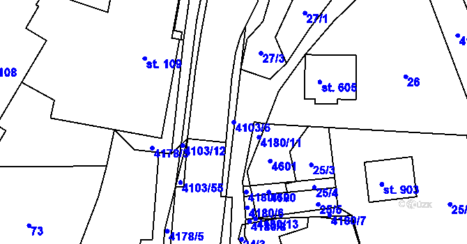 Parcela st. 4103/6 v KÚ Lidečko, Katastrální mapa