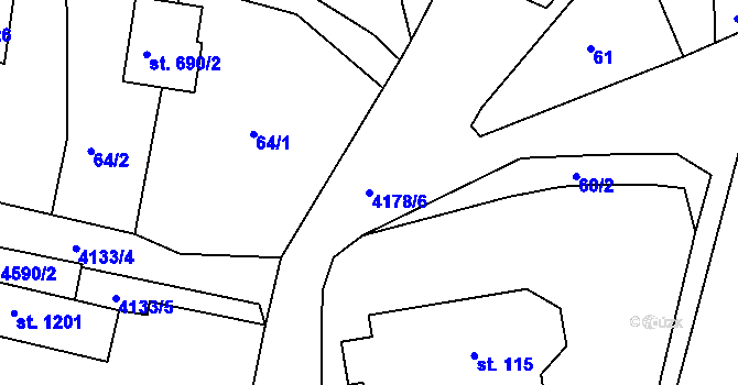 Parcela st. 4178/6 v KÚ Lidečko, Katastrální mapa