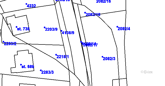 Parcela st. 2082/17 v KÚ Lidečko, Katastrální mapa