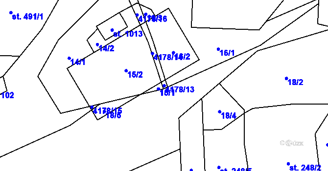 Parcela st. 4178/13 v KÚ Lidečko, Katastrální mapa