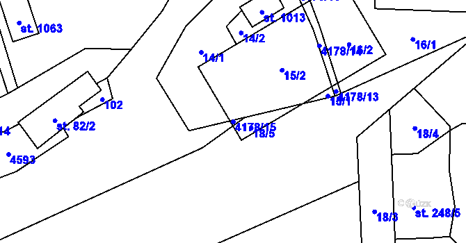 Parcela st. 4178/15 v KÚ Lidečko, Katastrální mapa