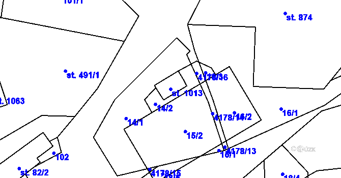 Parcela st. 1013 v KÚ Lidečko, Katastrální mapa