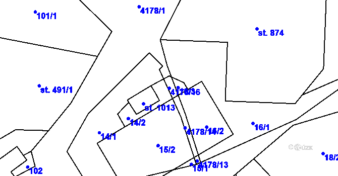 Parcela st. 4178/16 v KÚ Lidečko, Katastrální mapa