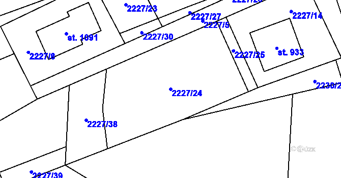 Parcela st. 2227/24 v KÚ Lidečko, Katastrální mapa
