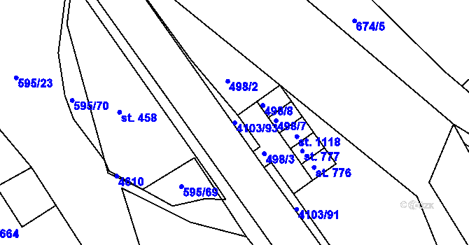 Parcela st. 4103/93 v KÚ Lidečko, Katastrální mapa