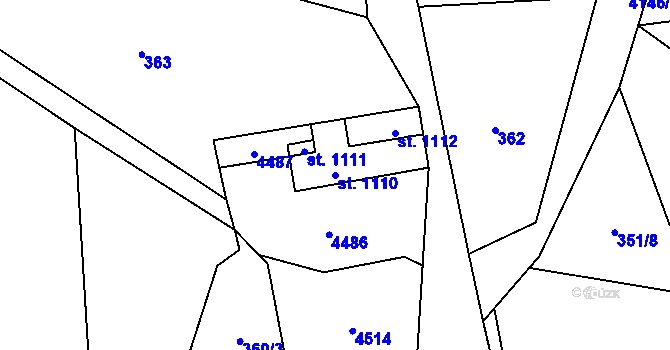 Parcela st. 1110 v KÚ Lidečko, Katastrální mapa