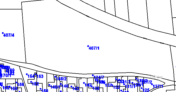 Parcela st. 407/1 v KÚ Lidice, Katastrální mapa