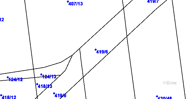 Parcela st. 419/6 v KÚ Lidice, Katastrální mapa